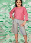 Pink colour Latest Designer fancy Western Type Top and Shoti Thread work Cotton Kids Wear Collcetion 1401